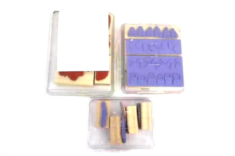 Lot of 3 Stampin Up Rubber Mounted Wooden Stamp Sets Crayon Fun Weather or Not