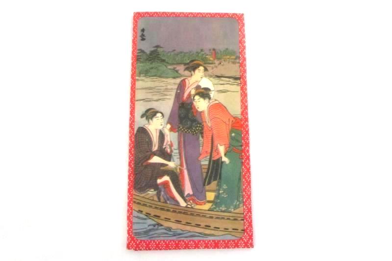 Cloth Checkbook Cover Red White Japanese Women Design