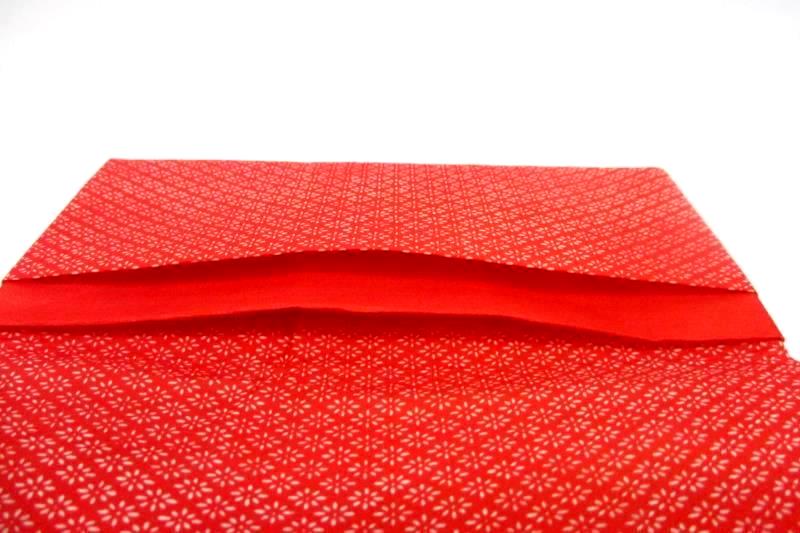 Cloth Checkbook Cover Red White Japanese Women Design