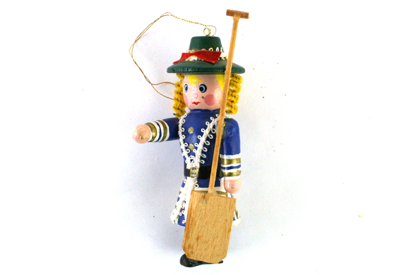 4" Hand-Painted Wooden Ornament Soldier Woman with Paddle