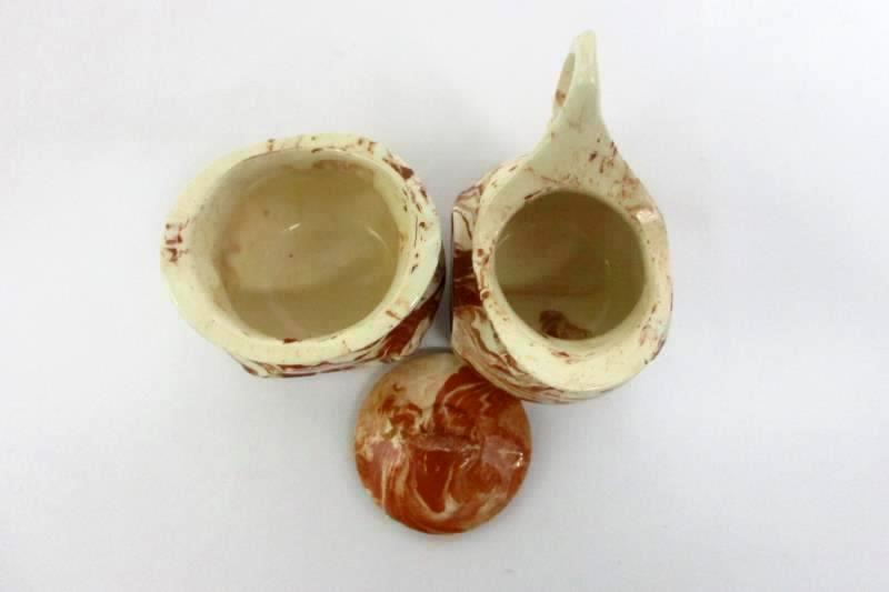 Demitasse Creamer And Lidded Sugar Bowl Brown Beige