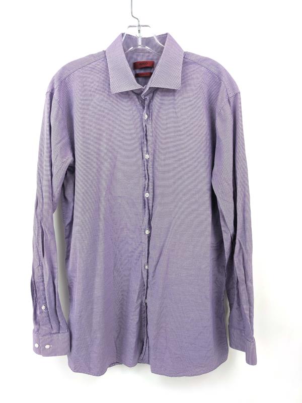 Hugo Boss Dress Shirt Modern Fit Purple Micro Check Enderson X Men's Size 16.5