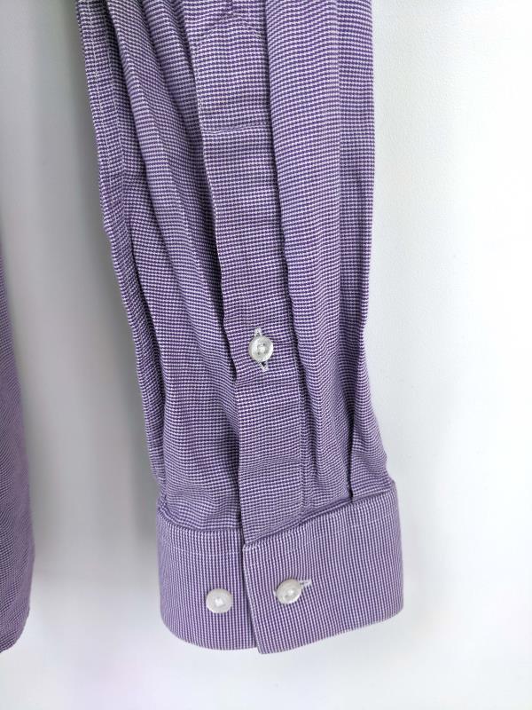 Hugo Boss Dress Shirt Modern Fit Purple Micro Check Enderson X Men's Size 16.5