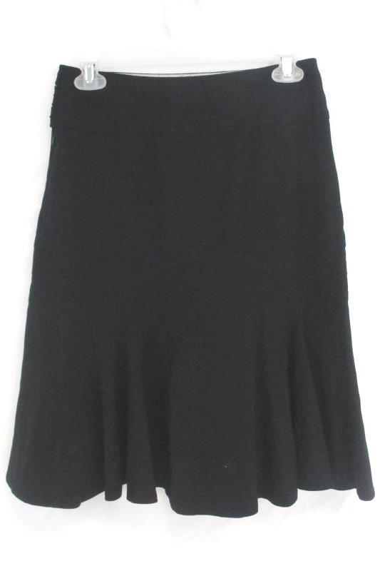 Elevenses Women's Black Flare Skirt Stretch Side Buttons Hidden Zipper Size 2