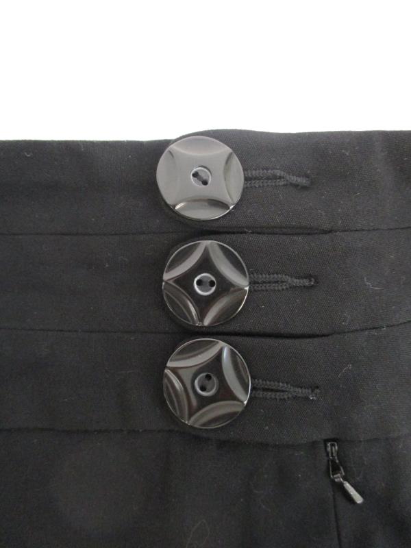 Elevenses Women's Black Flare Skirt Stretch Side Buttons Hidden Zipper Size 2