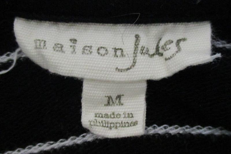Maison Jules Women's Black Striped Cowl Neck Sweater Dress Rayon Blend Size M