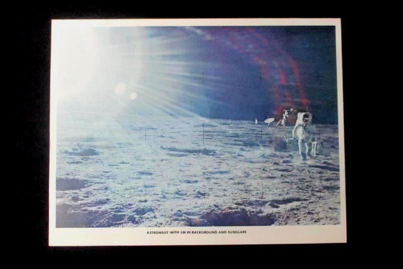 NASA Apollo 12 Historical Print Astronaut With LM Background Sunglare 8.5x11.5