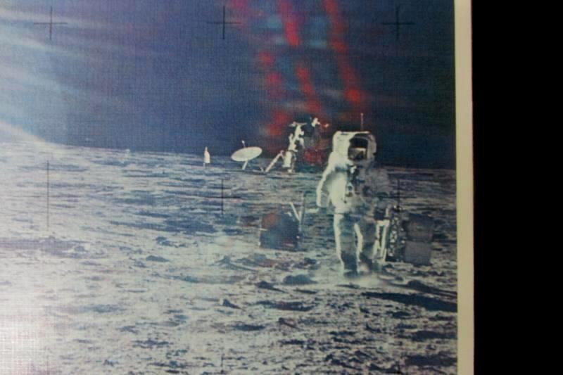 NASA Apollo 12 Historical Print Astronaut With LM Background Sunglare 8.5x11.5