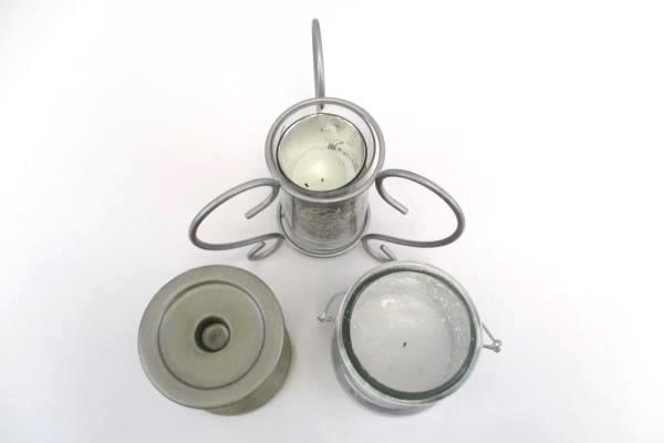 3 DIY Glass Silver Candles Candle Holders Paint Bucket Scroll Design Pedestal