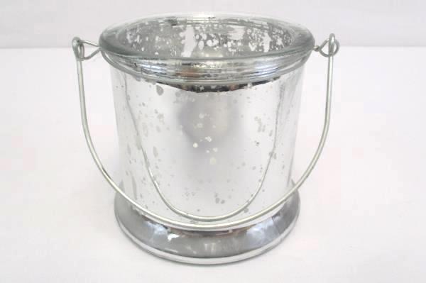 3 DIY Glass Silver Candles Candle Holders Paint Bucket Scroll Design Pedestal