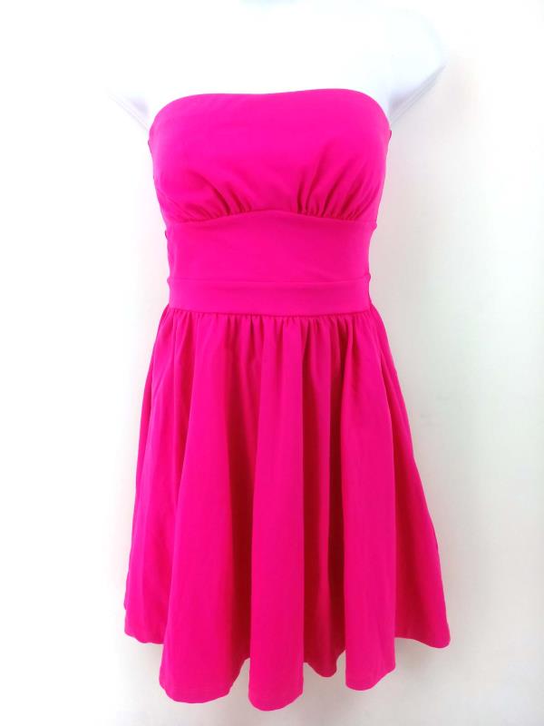 Susana Monaco Stretch Dress Strapless Fit & Flare Hot Pink Open Back Size XS