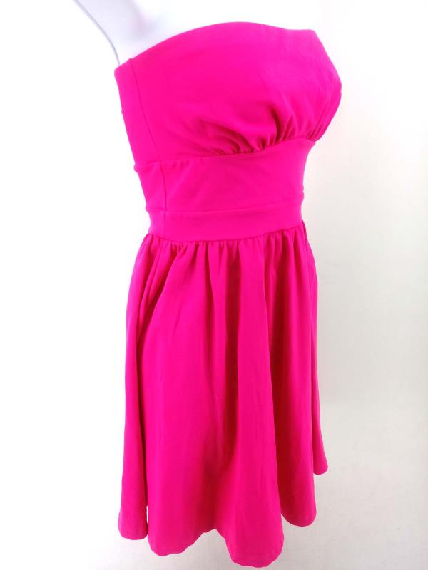 Susana Monaco Stretch Dress Strapless Fit & Flare Hot Pink Open Back Size XS