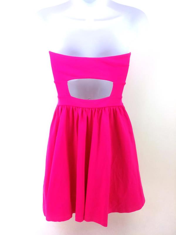 Susana Monaco Stretch Dress Strapless Fit & Flare Hot Pink Open Back Size XS