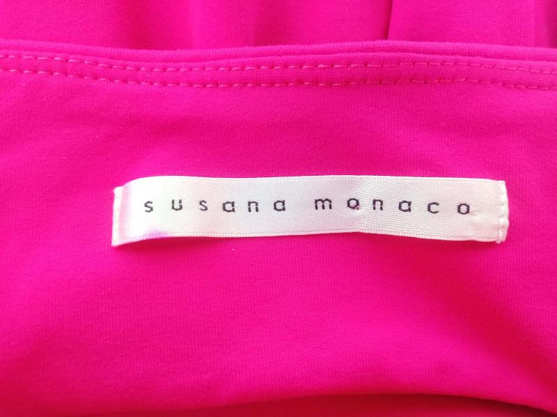 Susana Monaco Stretch Dress Strapless Fit & Flare Hot Pink Open Back Size XS