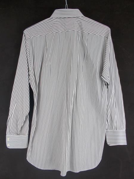 CHARLES TYRWHITT Dress Shirt Slim Fit Spread Collar Striped White Twill Sz 16.5