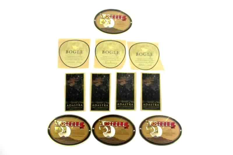 Lot of 11 Wine Bottle Labels From Bogle Adastra And Steele