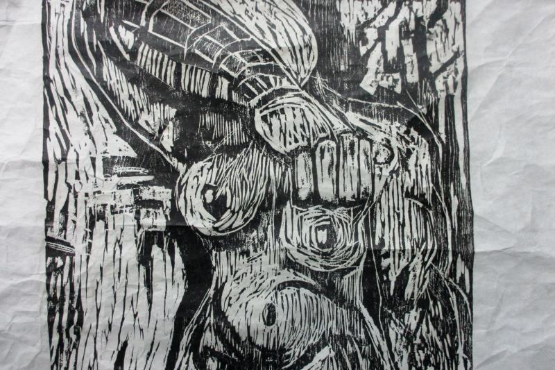 Standing Nude Series I Block Print By Nini Ordoubadi On Recycled Paper 1985