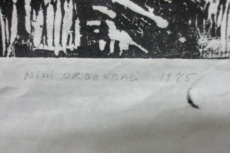 Standing Nude Series I Block Print By Nini Ordoubadi On Recycled Paper 1985