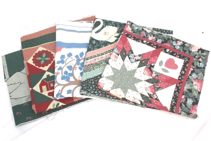 Lot of 5 Vintage Traditional Fabric Pillow Patterns Goose Apples Swans Hearts