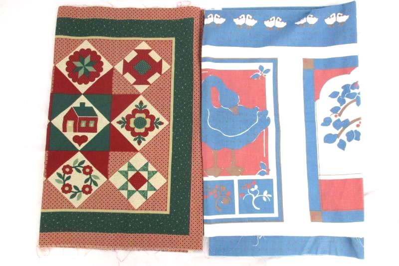 Lot of 5 Vintage Traditional Fabric Pillow Patterns Goose Apples Swans Hearts