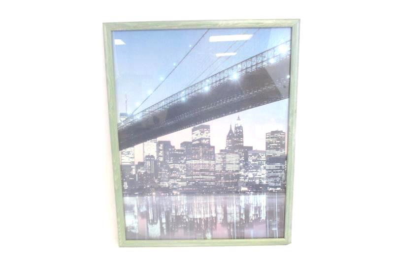 New York City Skyline Twin Towers Brooklyn Bridge Framed Wall Hanging Triptych