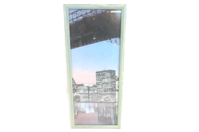 New York City Skyline Twin Towers Brooklyn Bridge Framed Wall Hanging Triptych