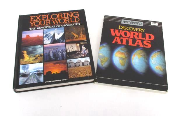 Lot of 2 Books Exploring Your World Geography Hammond World Atlas Discovery