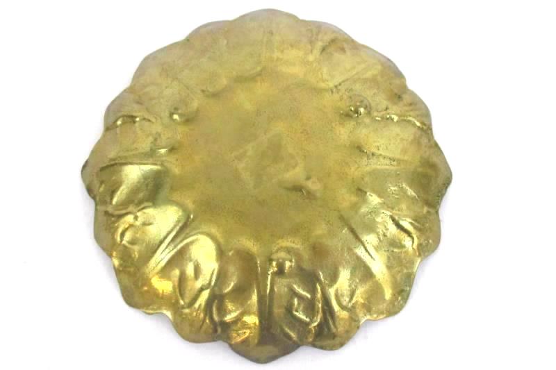 Vtg Brass Candle Holder Dish Floral Petal Pattern 5 Inch Round