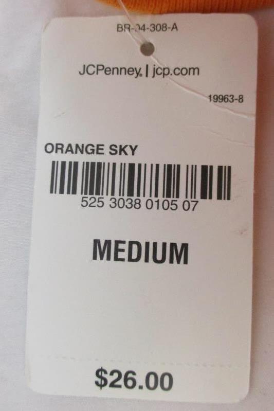 Arizona Men's Orange Sky Polo Top Shirt Short Sleeve Cotton Size M With Tag