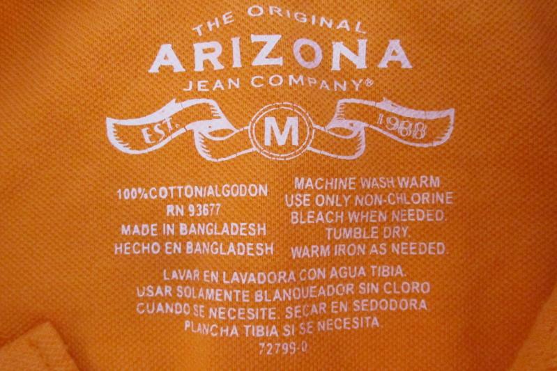Arizona Men's Orange Sky Polo Top Shirt Short Sleeve Cotton Size M With Tag