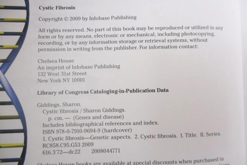 Genes & Disease Cystic Fibrosis by Sharon Gidding 2009 Hardcover