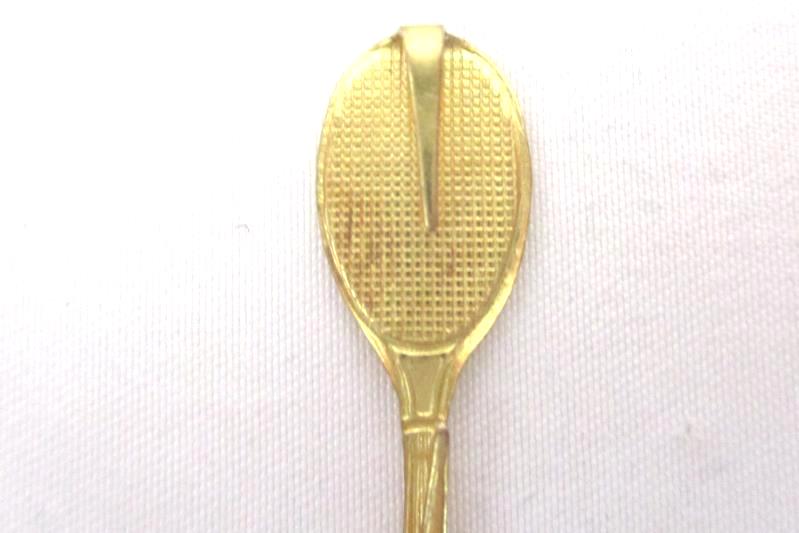 Vintage Men's Gold Tone Tie Clip Tennis Racket Squash Badminton Tack