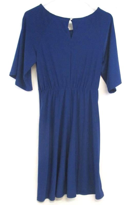 NY Collection Petite Women's Blue Tie Front Dress Career Stretch Sz PS With Tags