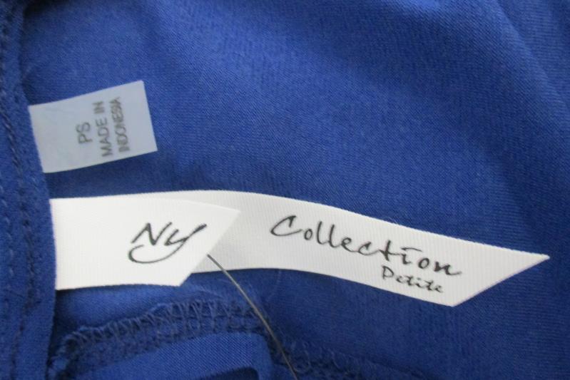 NY Collection Petite Women's Blue Tie Front Dress Career Stretch Sz PS With Tags