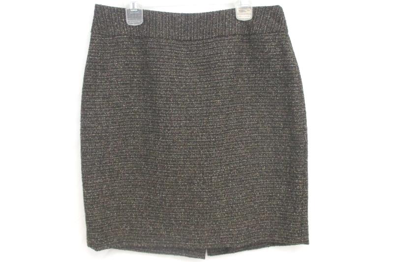 Halogen Women's Tweed Pencil Skirt Exposed Back Zipper Black Tan White Size 4