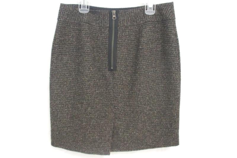 Halogen Women's Tweed Pencil Skirt Exposed Back Zipper Black Tan White Size 4