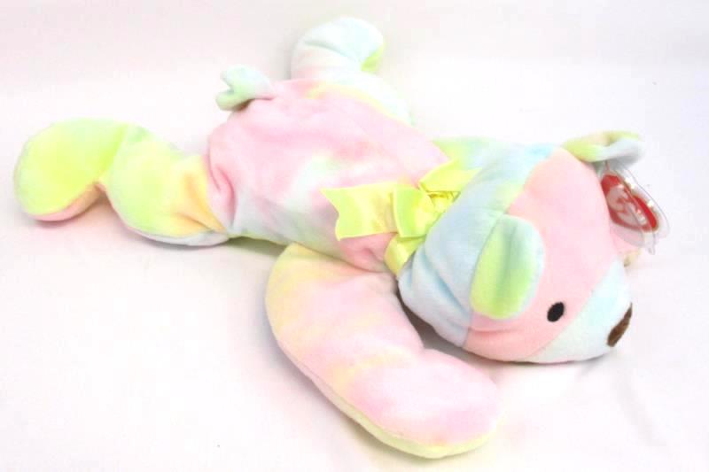 Lot of 2 TY Beanie Pillow Pals Bears 1998 Sherbet 1999 Sparkler Plush With Tags