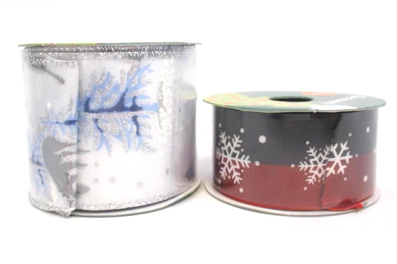 Lot of 4 Tis The Season Christmas Ribbon 4 Yards Rolls Snowflake Holly Sealed