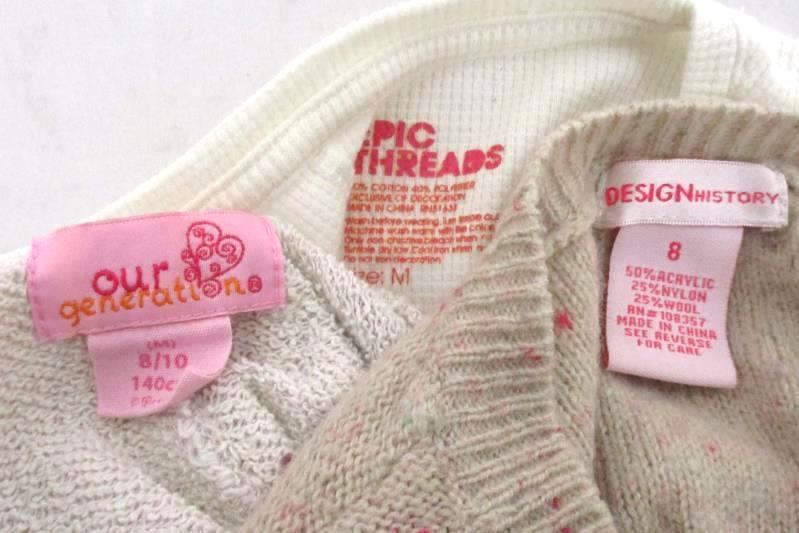 Lot of 3 Girl's Size 8 M Tops Sweater Our Generation Epic Threads Design History