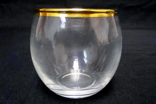 Lot Of Three 6oz Glasses Gold Rim 2.5" Tall Clear Shot Elegant
