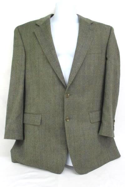 Ralph Lauren Men's Black Tan Herringbone Pure Wool Blazer Suit Jacket Size 42L