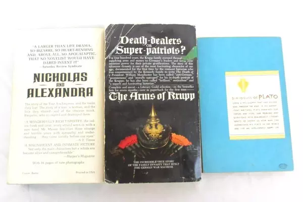 Lot 3 Vintage Nonfiction Paperbacks Nicholas And Alexandra Arms Of Krupp Plato