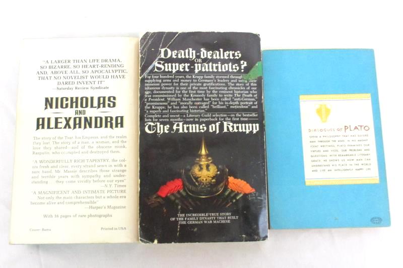 Lot 3 Vintage Nonfiction Paperbacks Nicholas And Alexandra Arms Of Krupp Plato