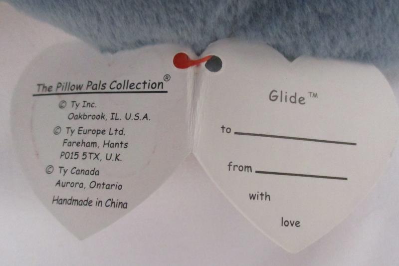 Ty Beanie Baby Original Ocean Life Glide Dolphin Gray Blue 1997 Ear Tag Cover