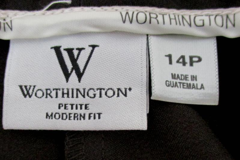 Worthington Womens Petite Modern Fit Dress Pants Brown Trouser Leg 14P With Tags