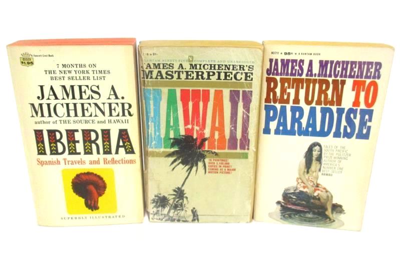 Lot of 3 James A Michener Books Iberia Hawaii Return To Paradise Travel Novels