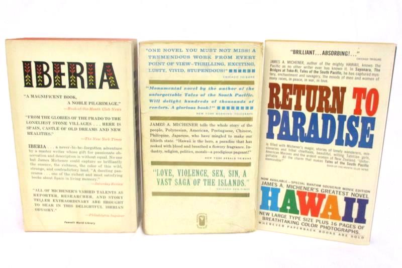 Lot of 3 James A Michener Books Iberia Hawaii Return To Paradise Travel Novels