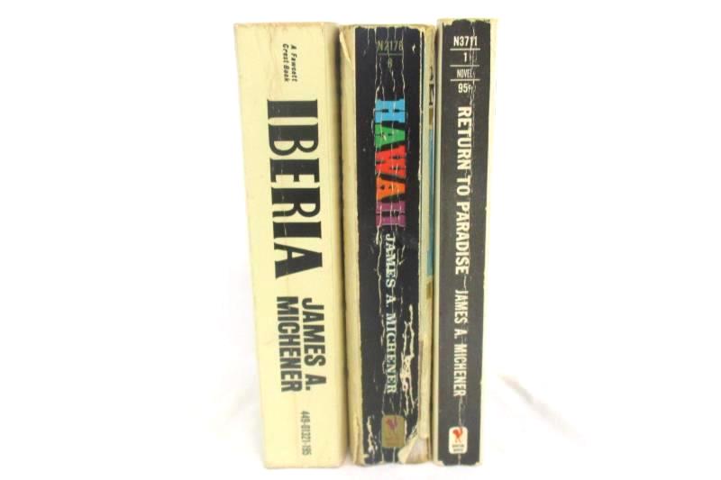 Lot of 3 James A Michener Books Iberia Hawaii Return To Paradise Travel Novels