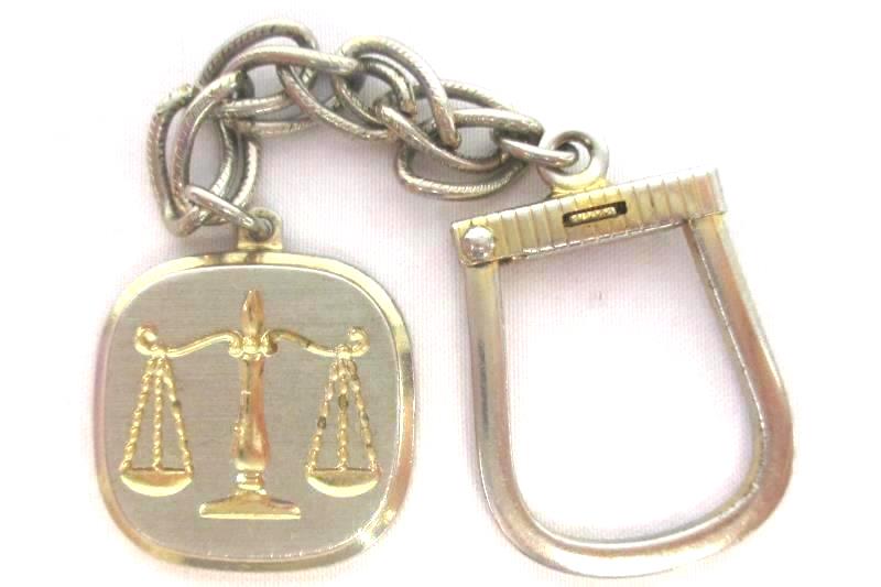 Vintage Gold Tone Scale Weight Key Chain Link Slide Lock Pat No 324587