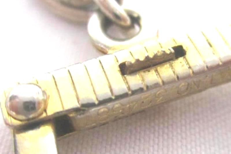 Vintage Gold Tone Scale Weight Key Chain Link Slide Lock Pat No 324587
